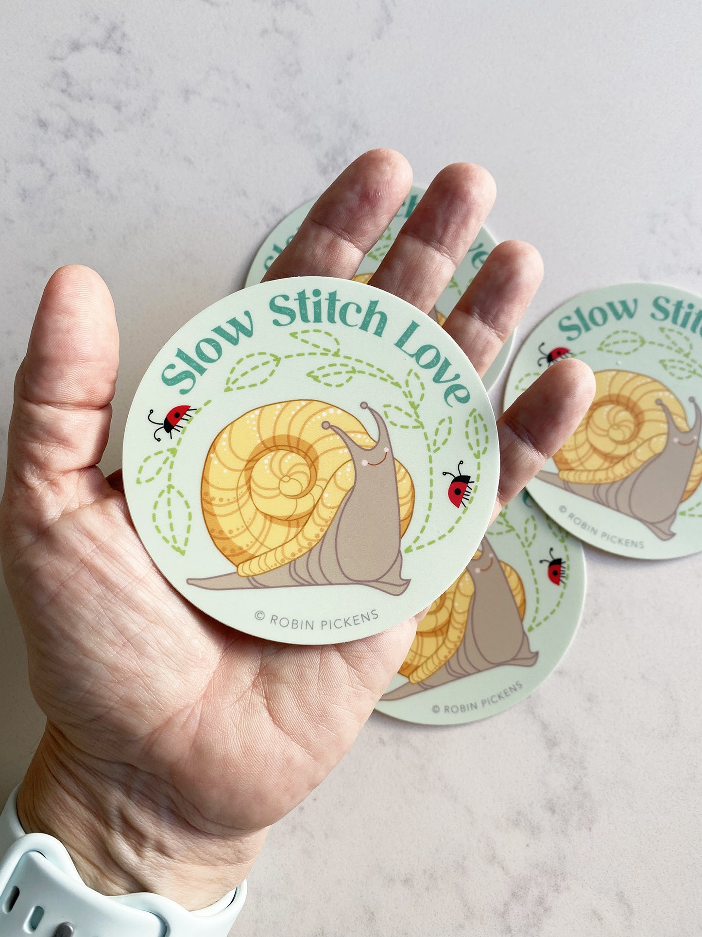 Slow Stitch Love Snail Sticker