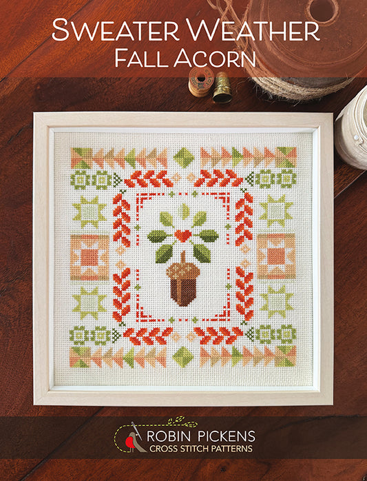 Sweater Weather Fall Acorn Cross Stitch PRINTED Pattern