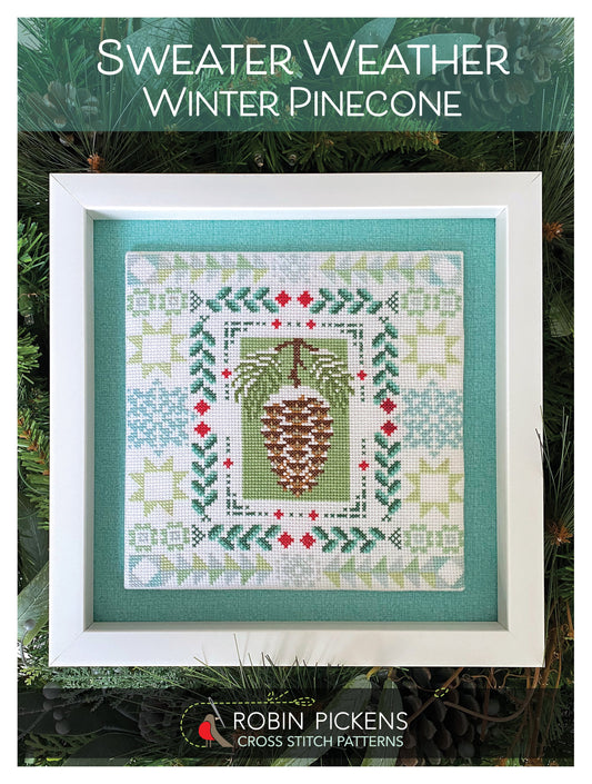 Sweater Weather Winter Pinecone Cross Stitch PRINTED Pattern