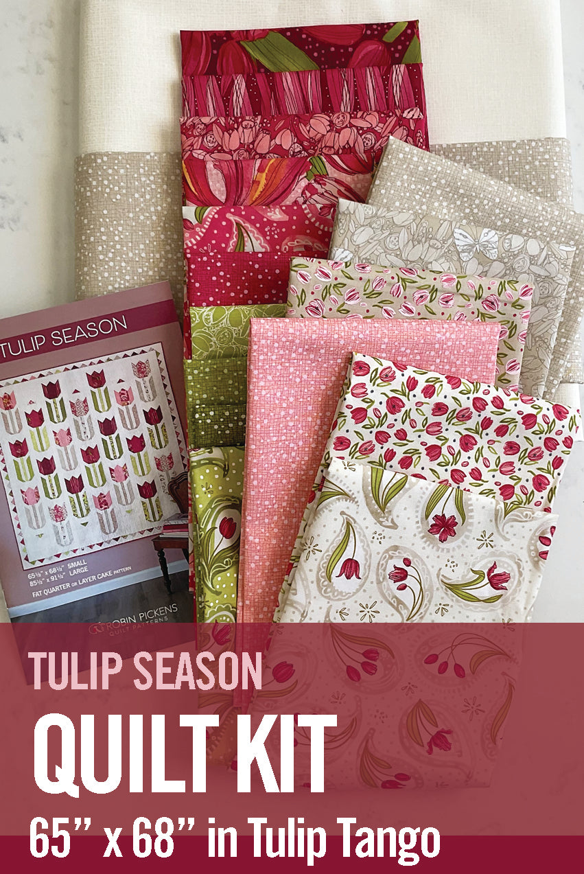 Tulip Season quilt kit elements in Tulip Tango by Robin Pickens