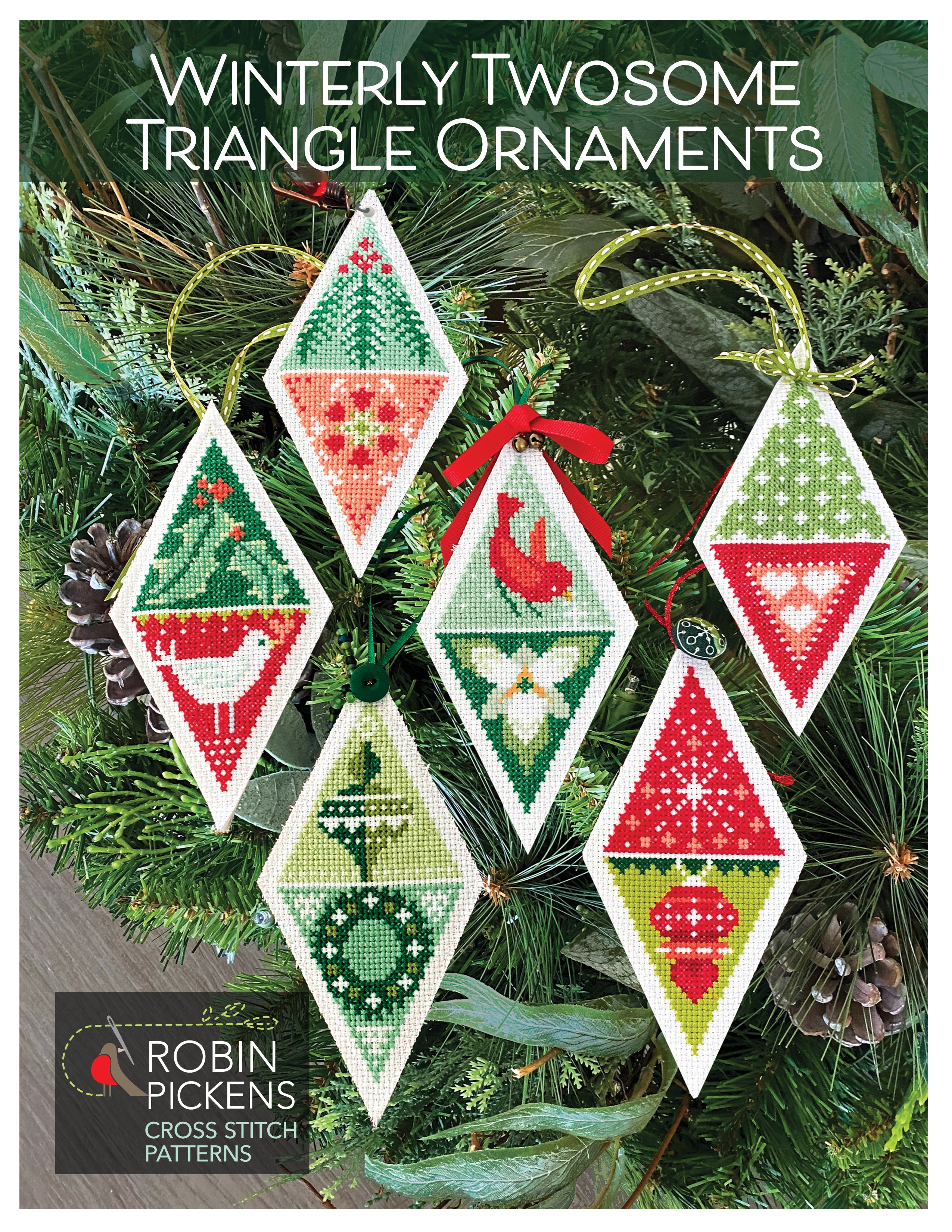 Triangular Robin Winterly Twosome Triangle Ornaments Cross Stitch PDF Pattern – Robin ...