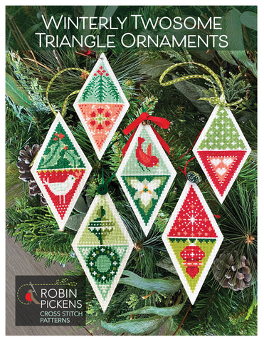 Winterly Twosome Triangle Ornaments Cross Stitch, Printed Pattern Booklet