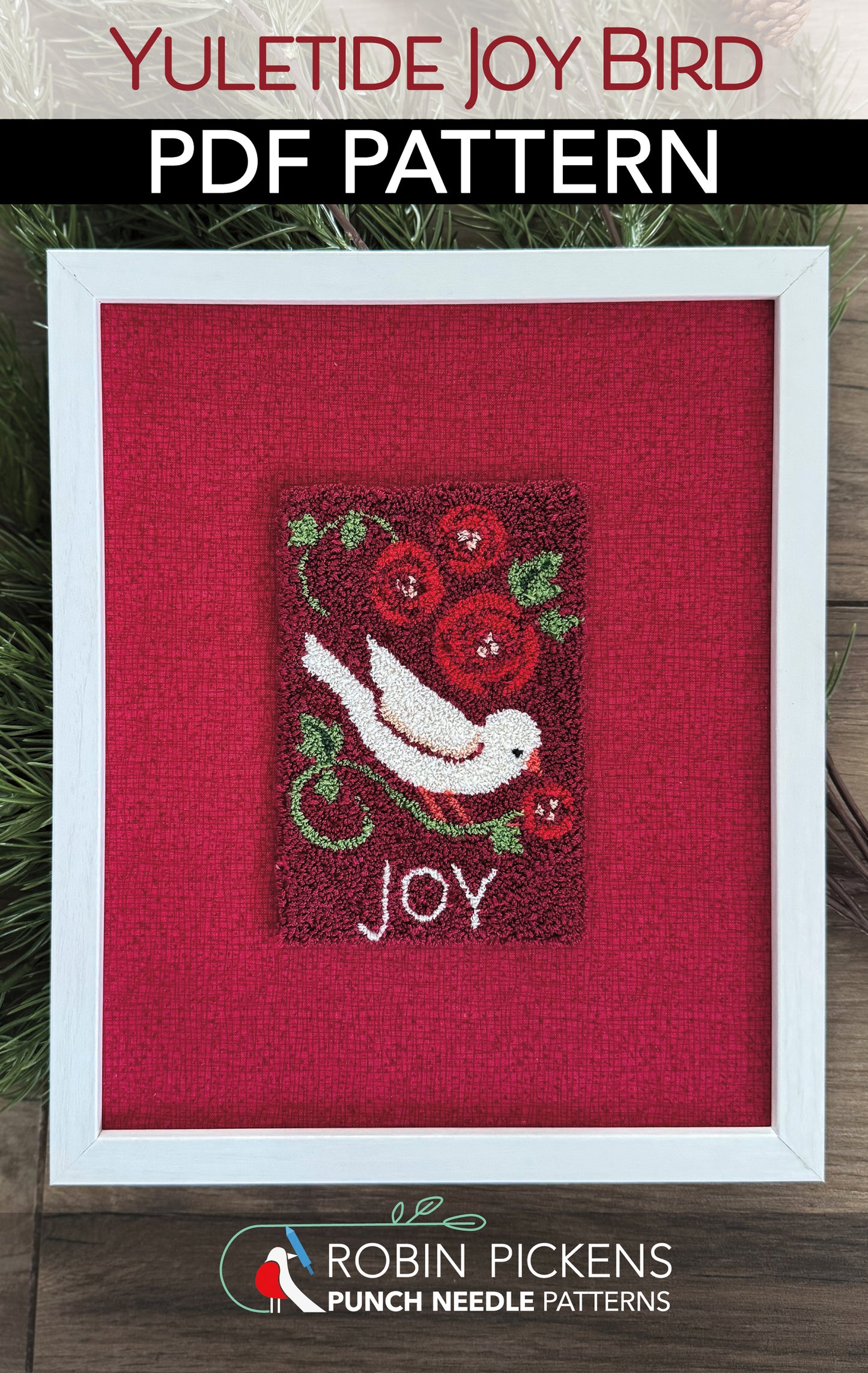 Yuletide JOY Bird Punch Needle Digital PDF Pattern