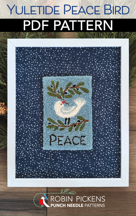 Yuletide PEACE Bird Punch Needle Digital PDF Pattern