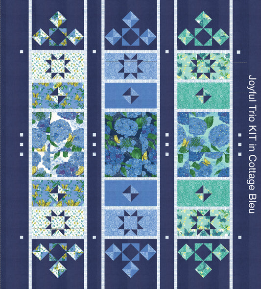 A Quilt Kit - Joyful Trio in Cottage Bleu