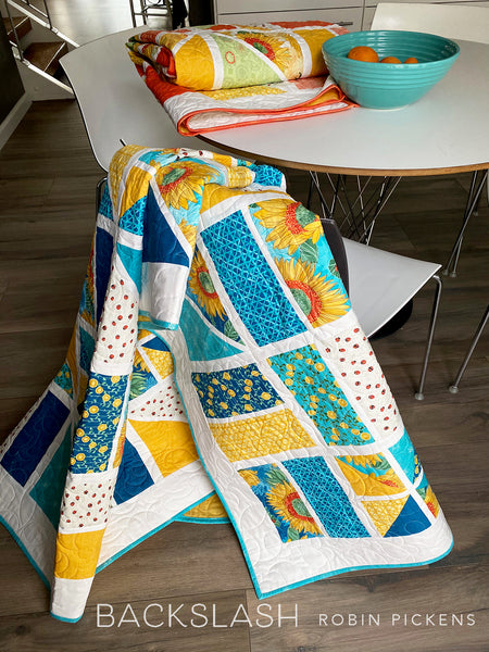 BACKSLASH Quilt Pattern PRINTED booklet by Robin Pickens. Geometric Lap, Twin, or Queen