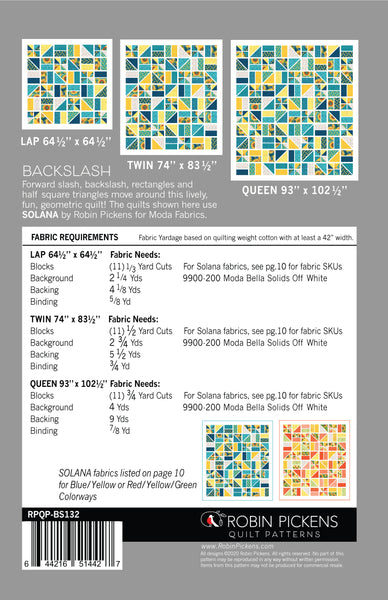 BACKSLASH Digital PDF Quilt Pattern by Robin Pickens. Geometric Lap, Twin, or Queen sizes.