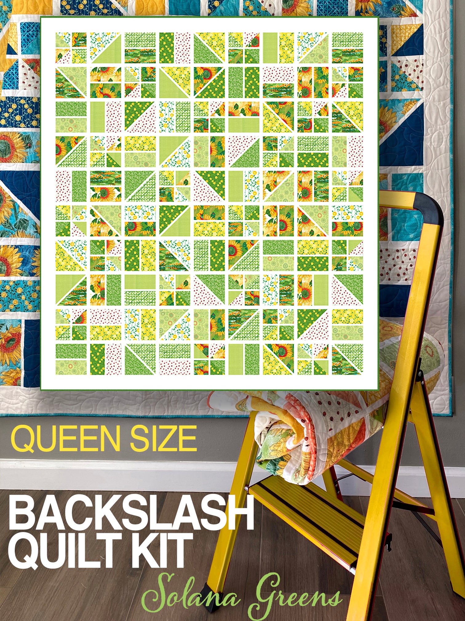 A Quilt Kit of BACKSLASH in QUEEN size in SOLANA GREENS