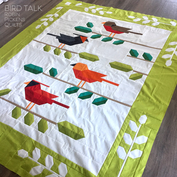 BIRD TALK Quilt Pattern Digital PDF by Robin Pickens, Lap or Twin size