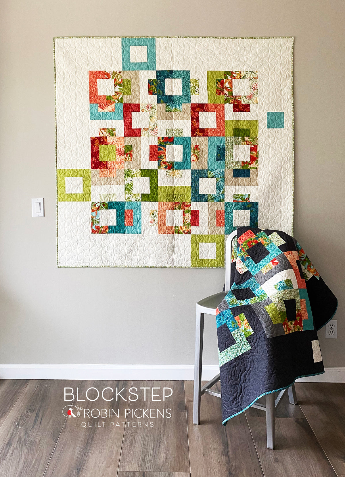 BLOCKSTEP Quilt Pattern (printed booklet) by Robin Pickens Queen, Twin