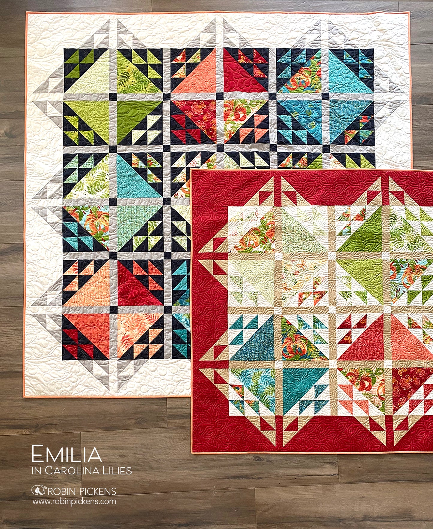 EMILIA Quilt Pattern (printed booklet) by Robin Pickens  76" or 55" square