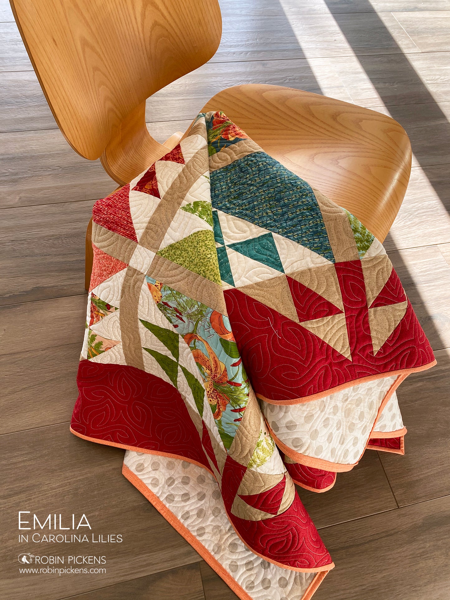 EMILIA Quilt Pattern (printed booklet) by Robin Pickens  76" or 55" square