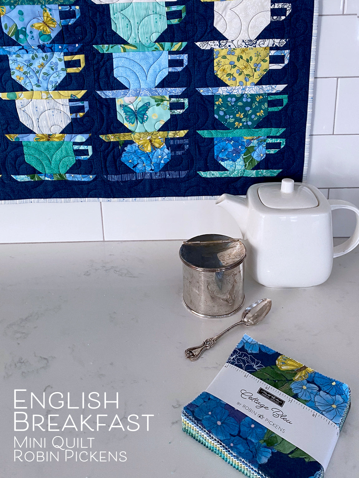 ENGLISH BREAKFAST Mini Quilt Pattern, digital download for 29 x 27 1/2" wall quilt