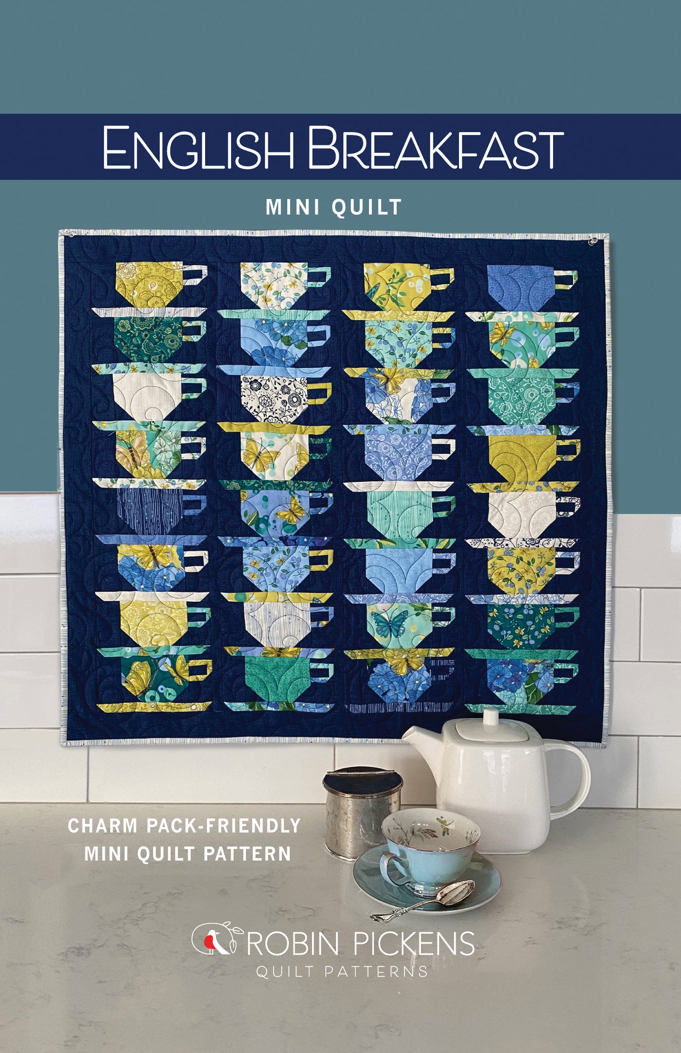 ENGLISH BREAKFAST Mini Quilt Pattern, digital download for 29 x 27 1/2" wall quilt