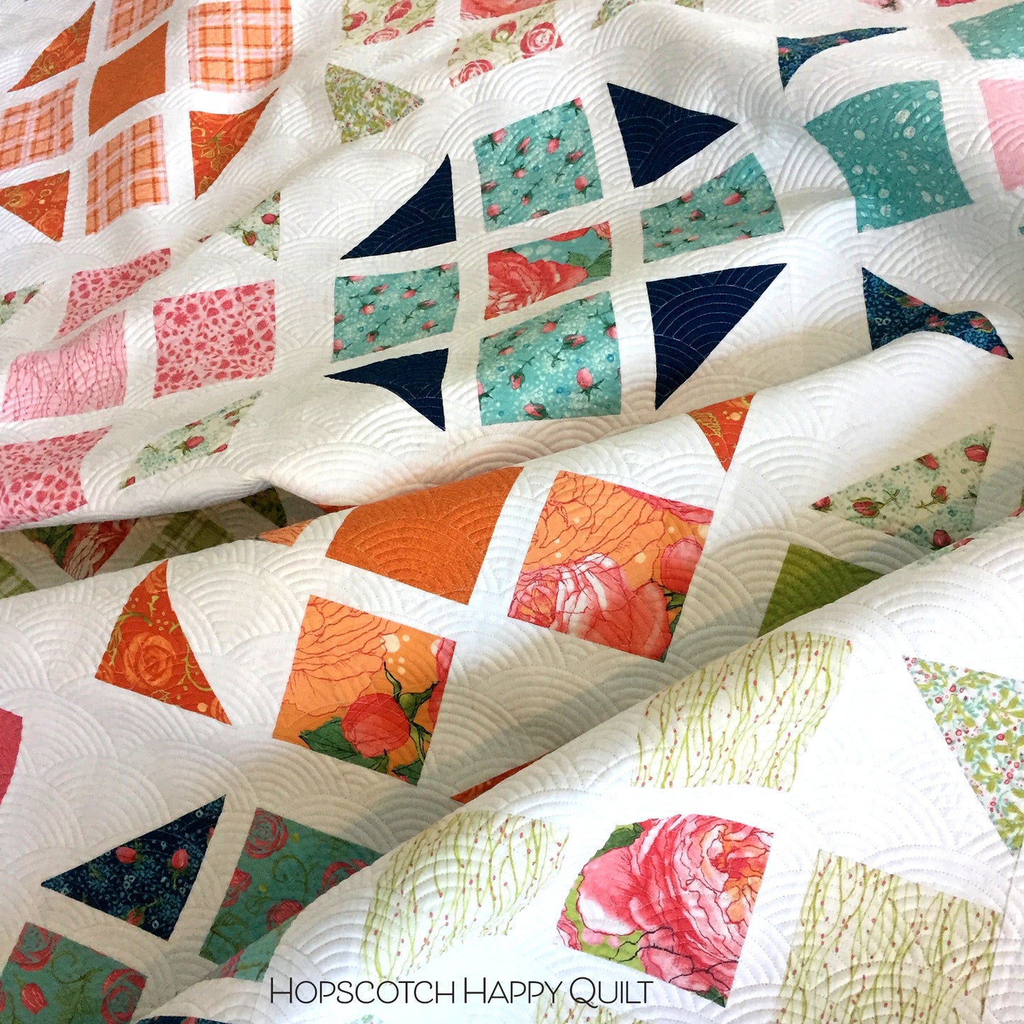 HOPSCOTCH HAPPY Quilt Pattern (printed booklet) by Robin Pickens /King, Queen, Twin, Lap