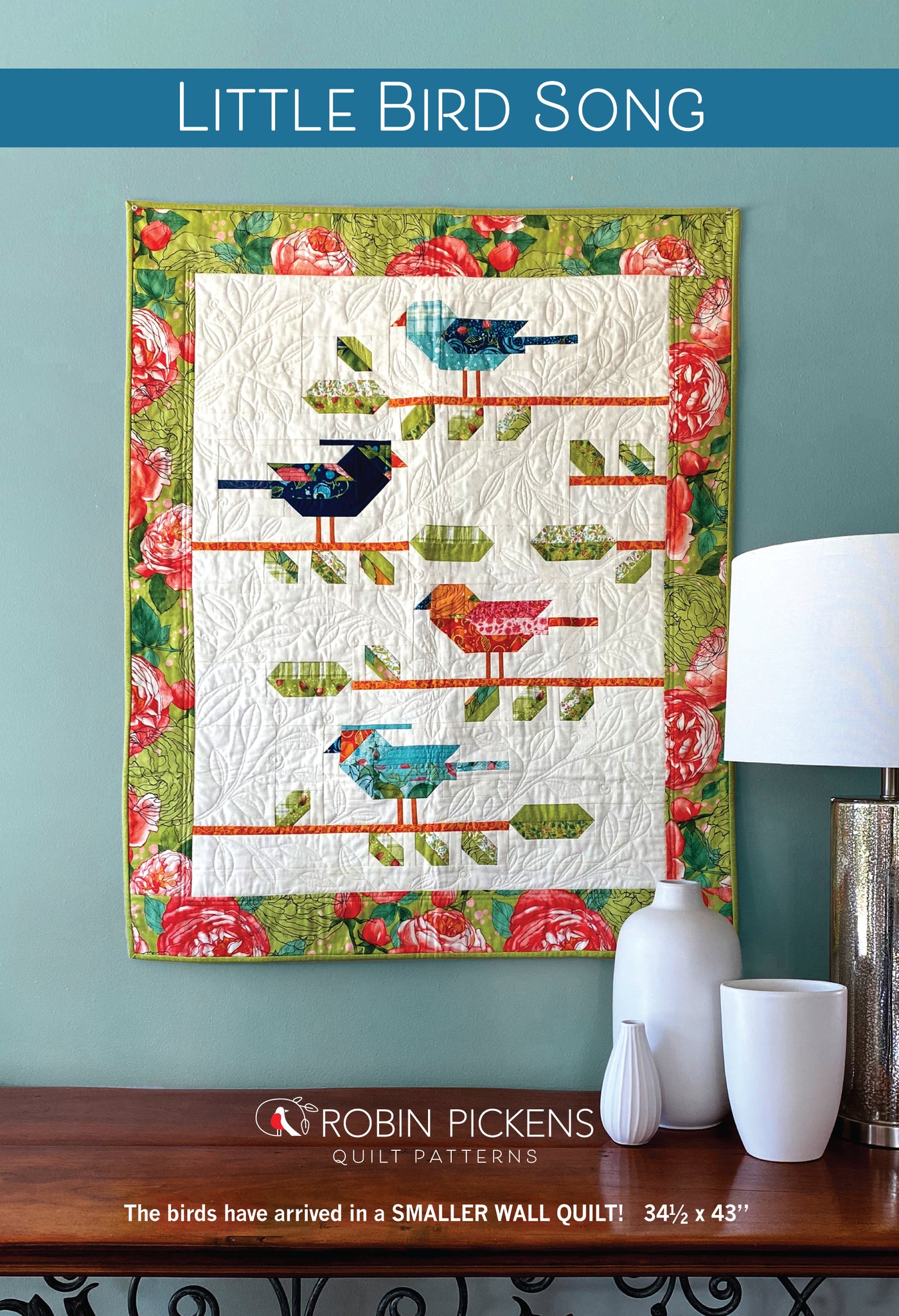 LITTLE BIRD SONG Small Wall Quilt  Digital PDF by Robin Pickens 34" x 43"