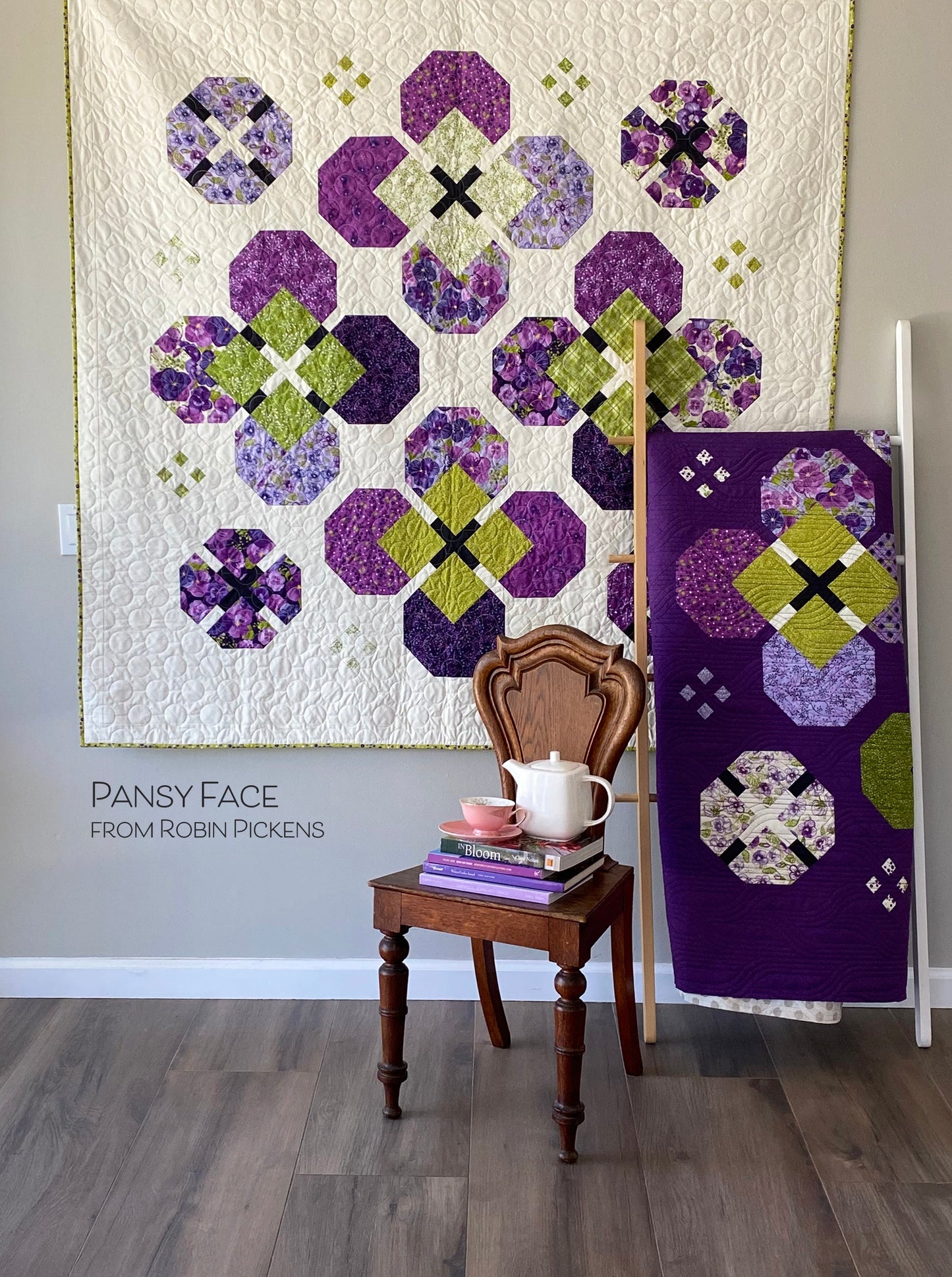 PANSY FACE printed booklet quilt pattern by Robin Pickens