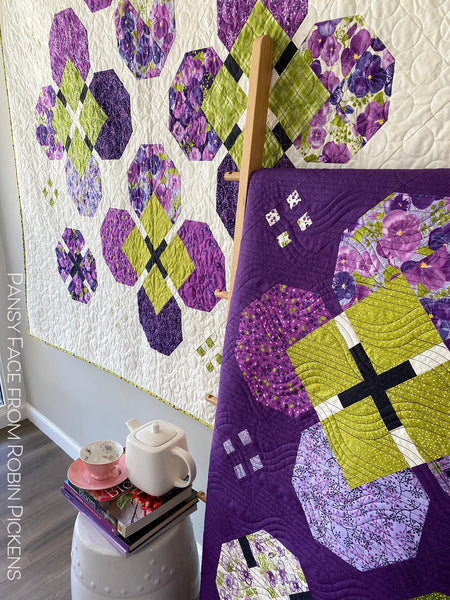 PANSY FACE printed booklet quilt pattern by Robin Pickens