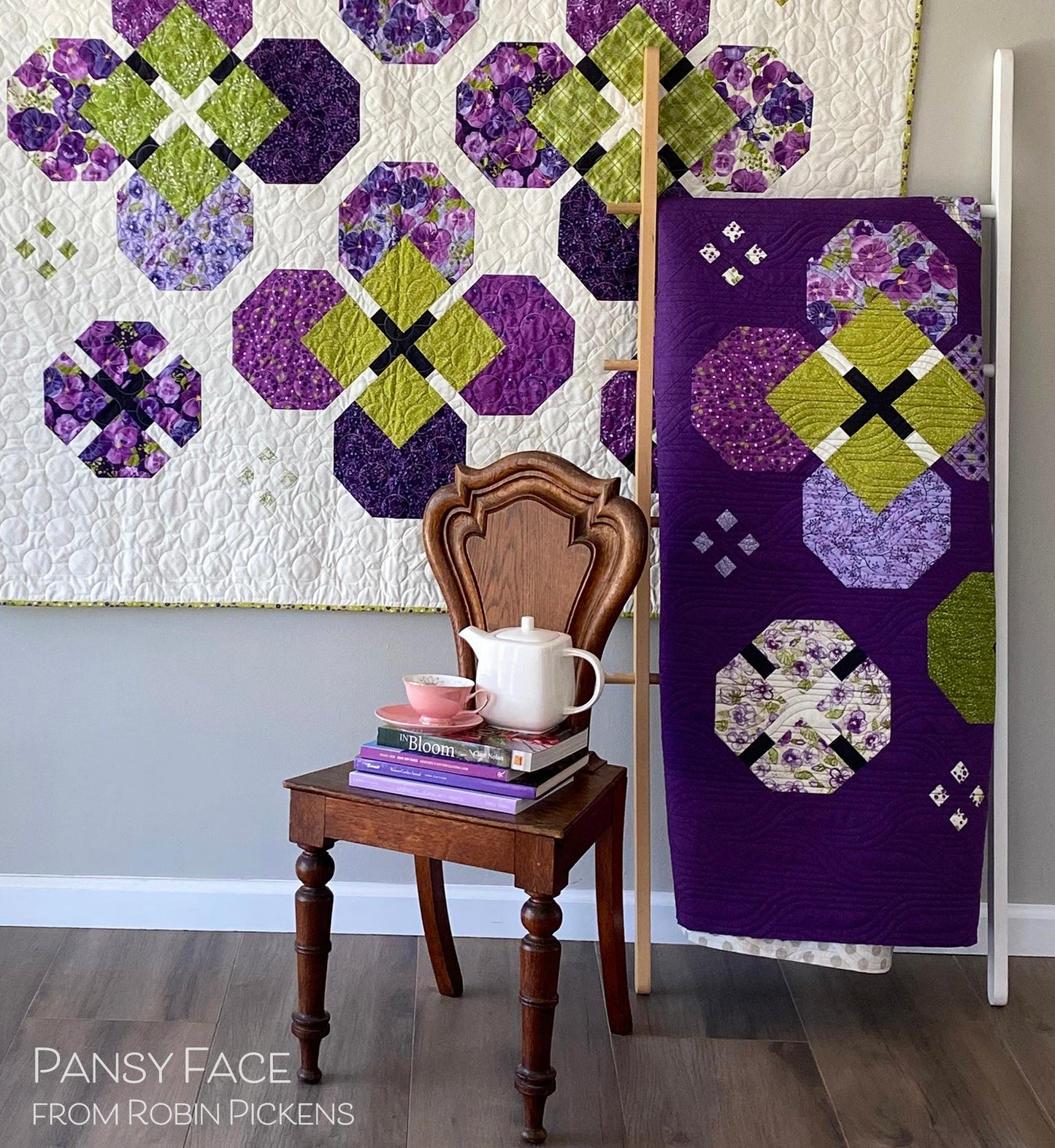 PANSY FACE printed booklet quilt pattern by Robin Pickens