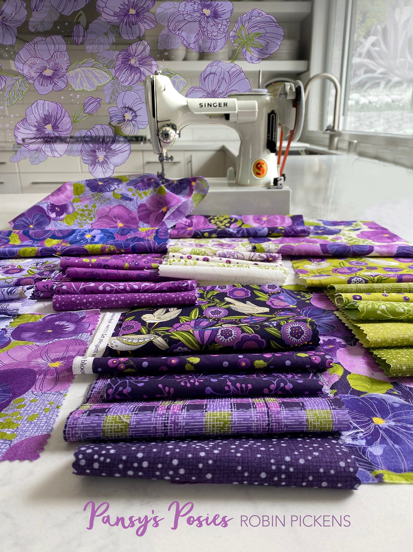 Pansy's Posies FAT EIGHTH Bundle from Moda Fabrics and Robin Pickens