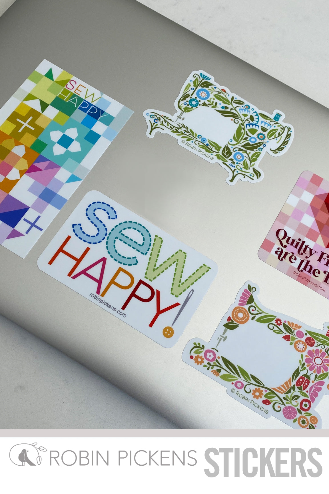 Sew Happy Rainbow Blocks Vertical Sticker