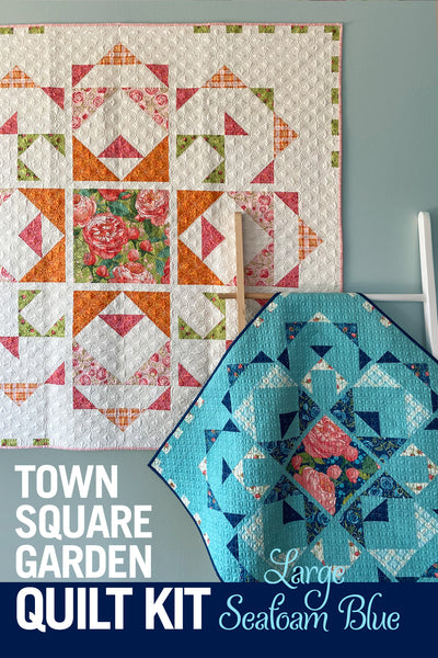 A QUILT KIT of TOWN SQUARE GARDEN in Abby Rose SEAFOAM BLUES, LARGE Size