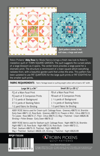 TOWN SQUARE GARDEN Quilt Pattern (printed booklet) by Robin Pickens
