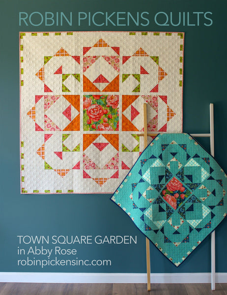 A QUILT KIT of TOWN SQUARE GARDEN in Abby Rose SEAFOAM BLUES, LARGE Size