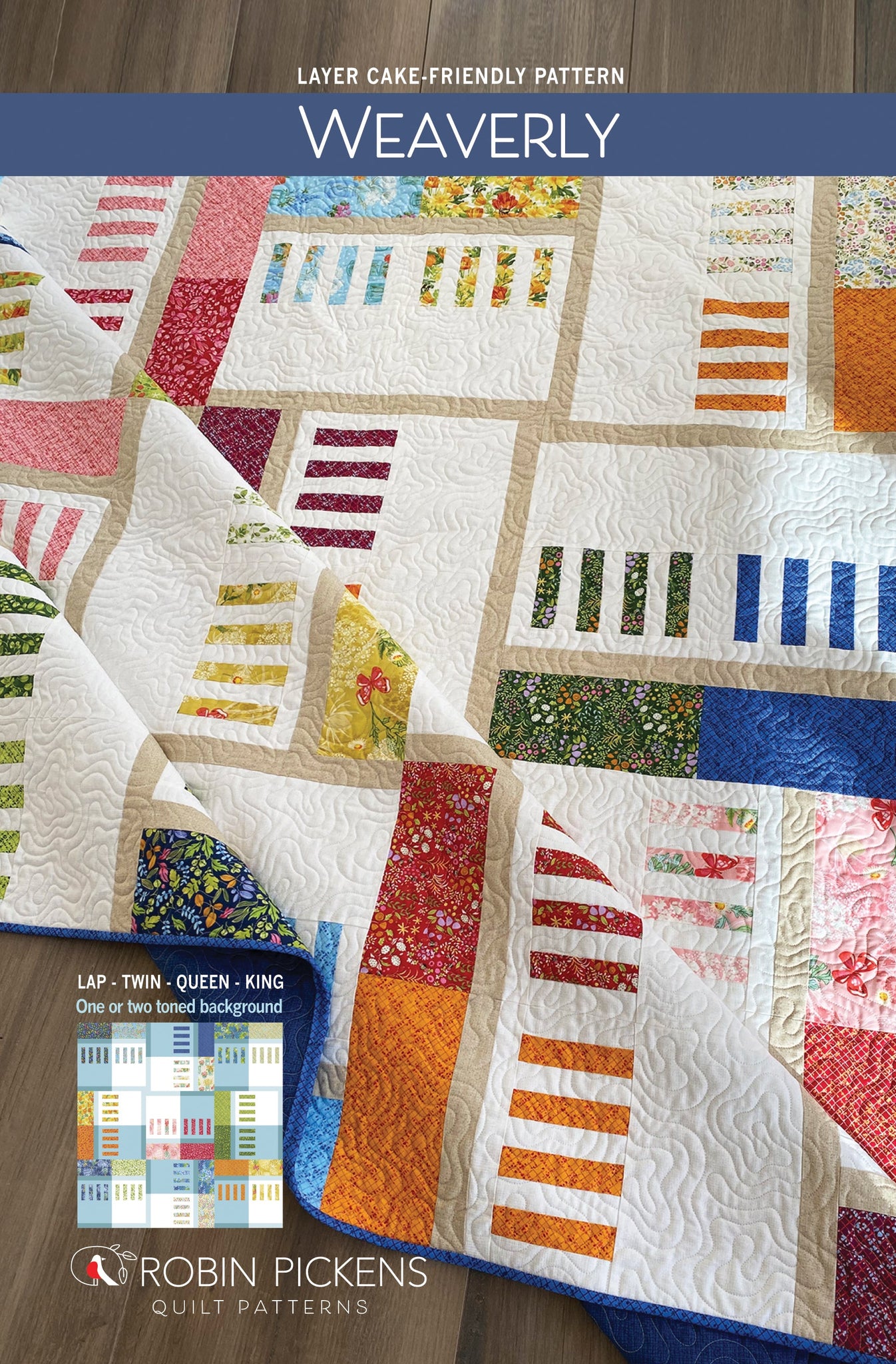 WEAVERLY Quilt Pattern PDF (digital download) by Robin Pickens in Lap, Twin, Queen and King sizes