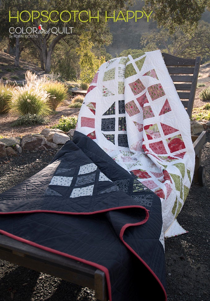 HOPSCOTCH HAPPY Quilt Pattern (printed booklet) by Robin Pickens /King, Queen, Twin, Lap