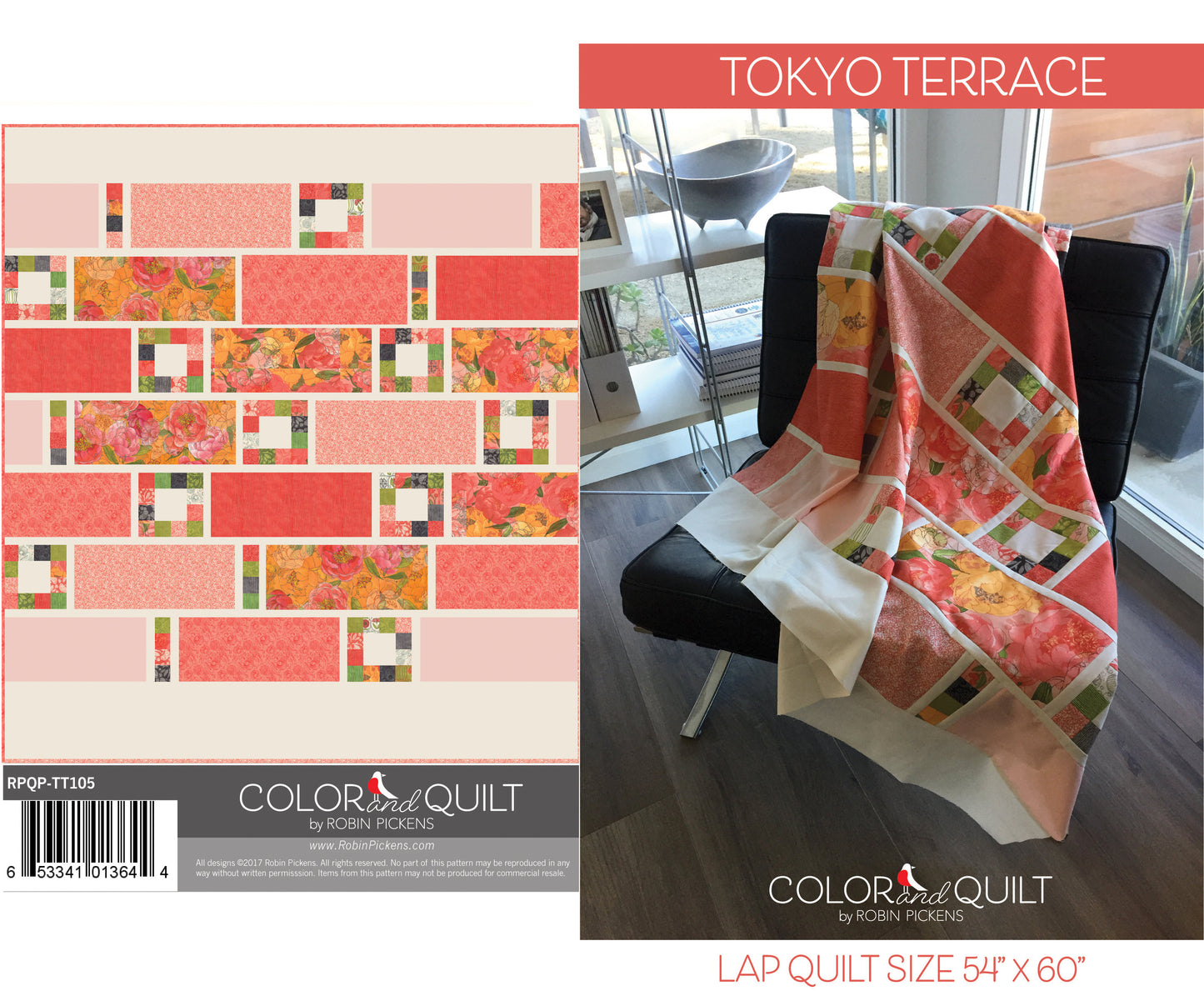 TOKYO TERRACE Quilt Pattern (printed booklet) by Robin Pickens /Twin and Lap