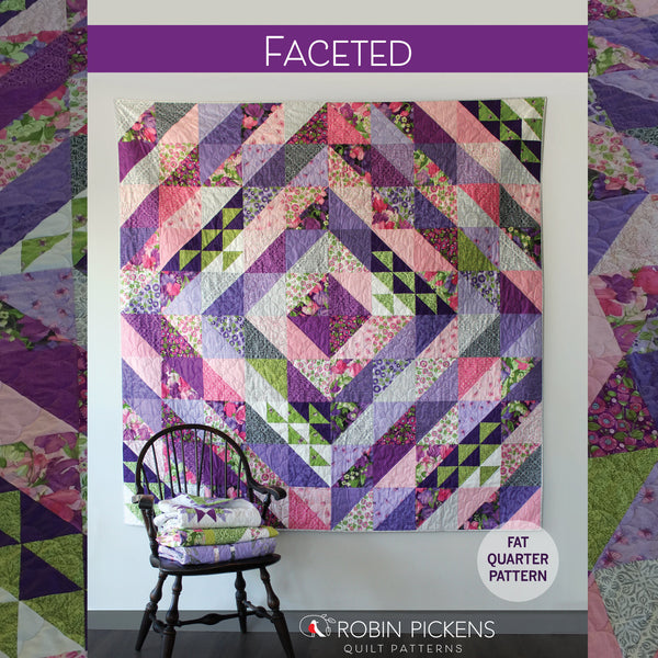 FACETED Digital PDF Quilt Pattern by Robin Pickens / Fat Quarter Friendly / 75" Square Diamond Quilt