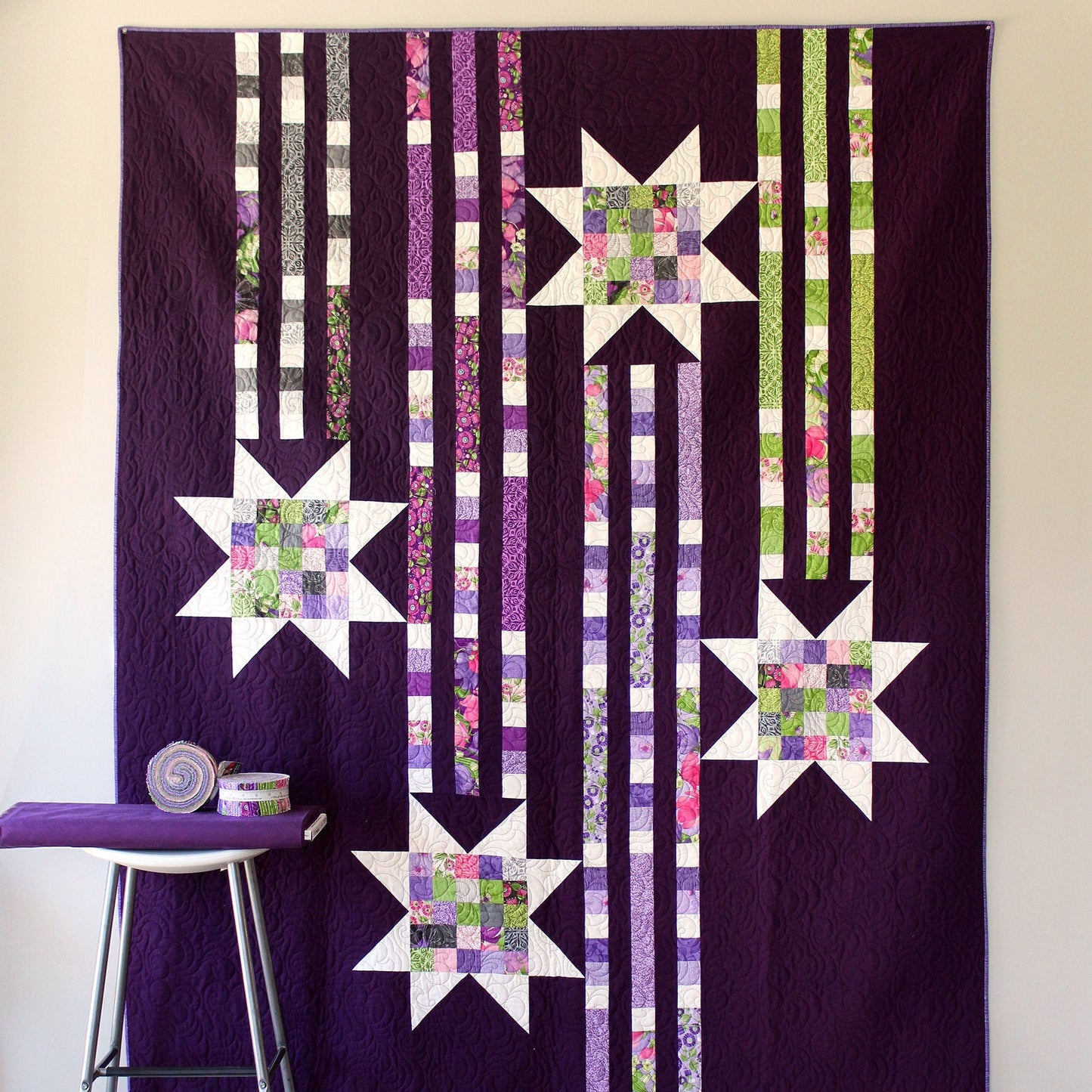 SHOWERING STARS Digital PDF Quilt Pattern by Robin Pickens / Twin size / Easy Quick Quilt / Jelly Roll Precut
