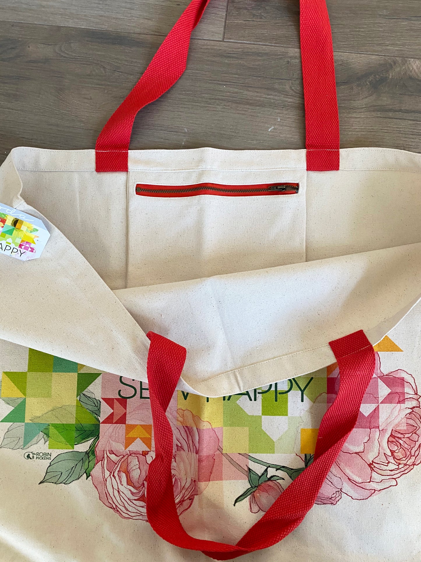 Sew Happy Large Cotton Canvas Retreat & Project Tote